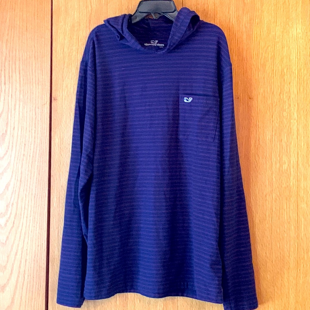 Vineyard Vines Edgartown pocket t-shirt L 14 long sleeve cotton blend hoodie EUC